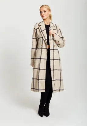 Jackets & Coats | Longline Check Coat | Liquorish