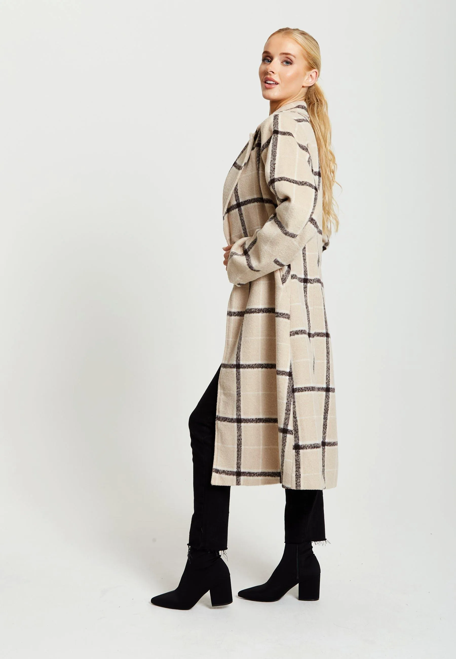 Jackets & Coats | Longline Check Coat | Liquorish