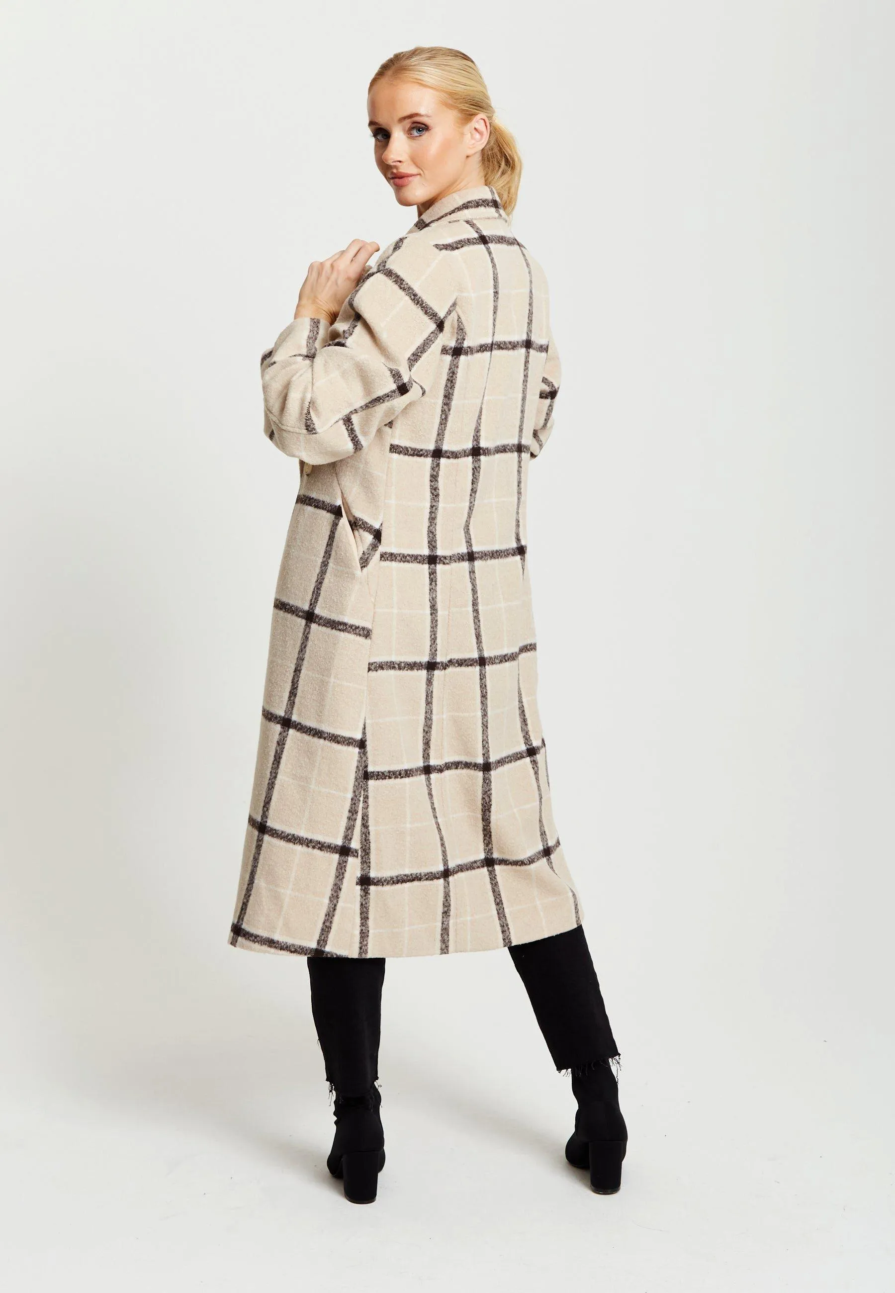 Jackets & Coats | Longline Check Coat | Liquorish