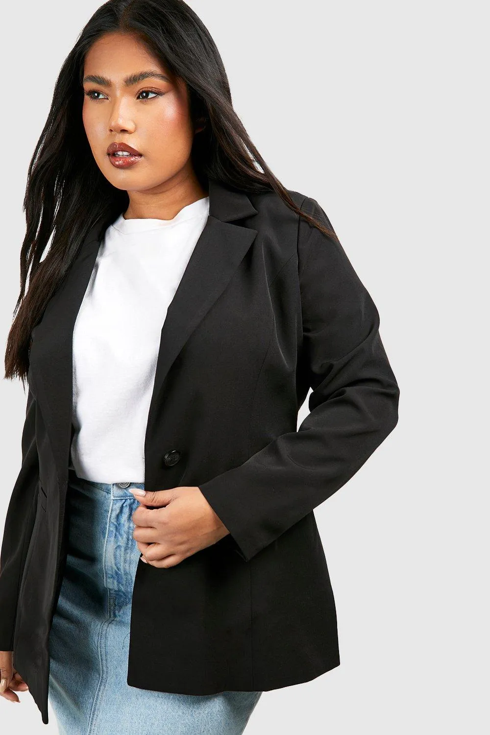 Jackets & Coats | Plus Oversized Woven Blazer | boohoo