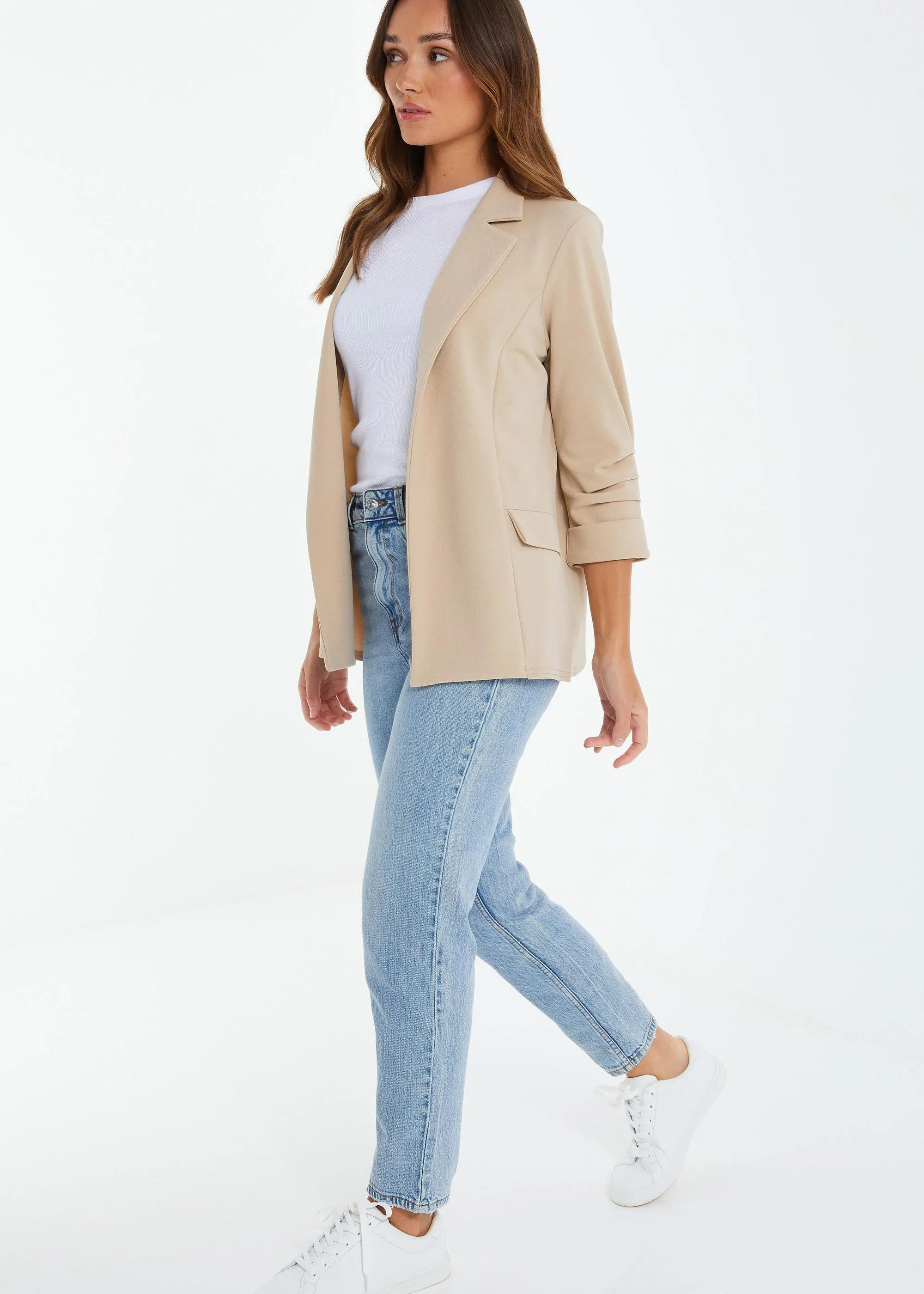 Jackets & Coats | Ruched Sleeve Blazer | Quiz