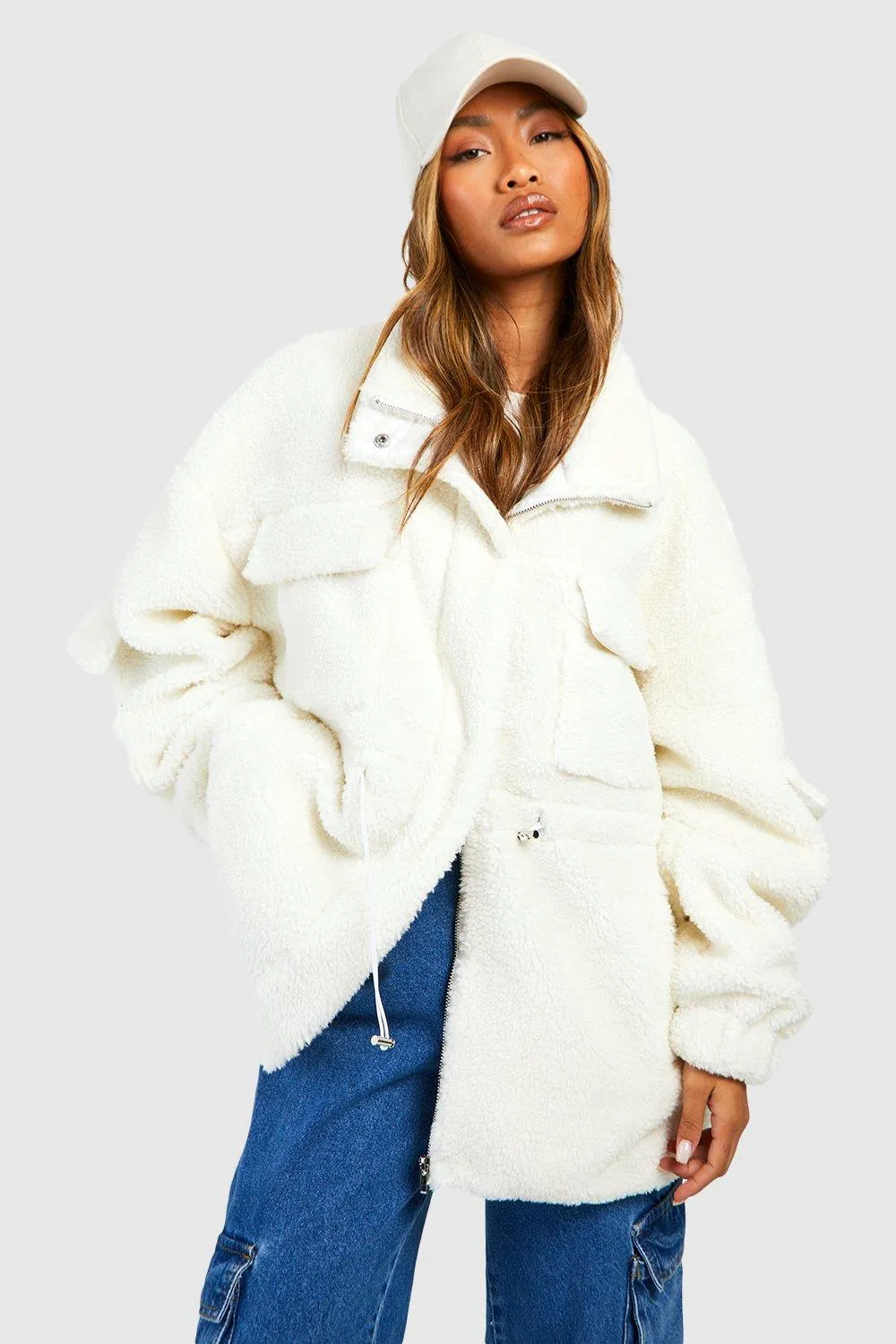 Jackets & Coats | Teddy Faux Fur Utility Jacket | boohoo