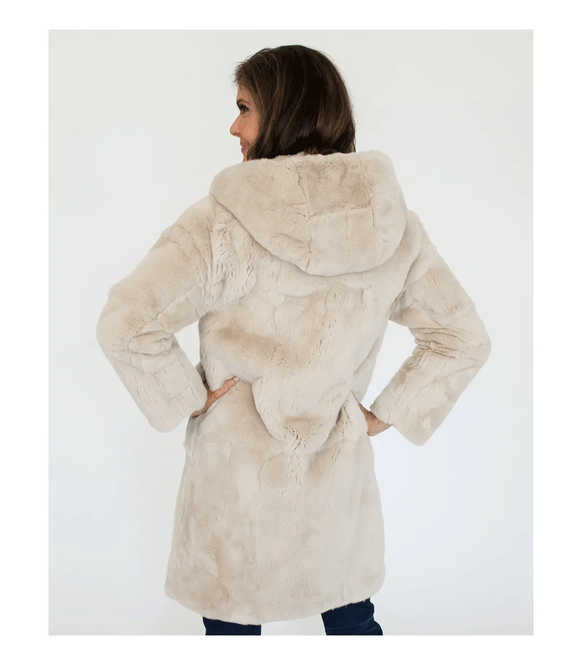 Jan Rex Rabbit Hooded Coat at FurhatWorld.com