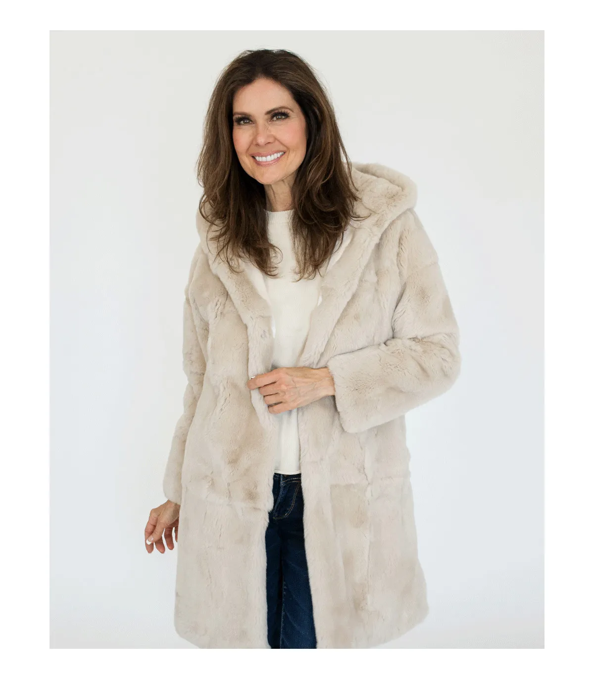 Jan Rex Rabbit Hooded Coat at FurhatWorld.com