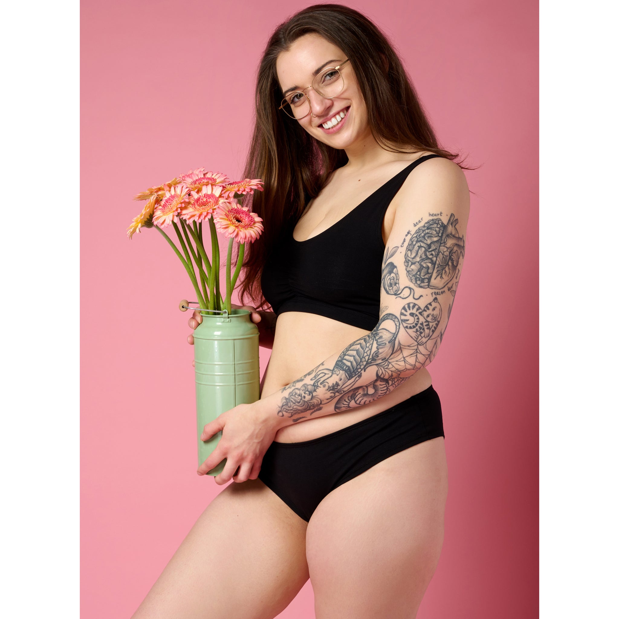 Jet Black Organic Cotton Cheeky Panty