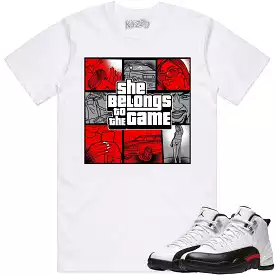 Jordan 12 Red Taxi 12s Shirt to Match - RED BELONGS TO THE GAME