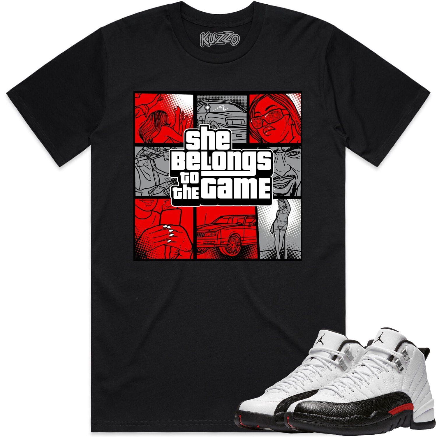 Jordan 12 Red Taxi 12s Shirt to Match - RED BELONGS TO THE GAME