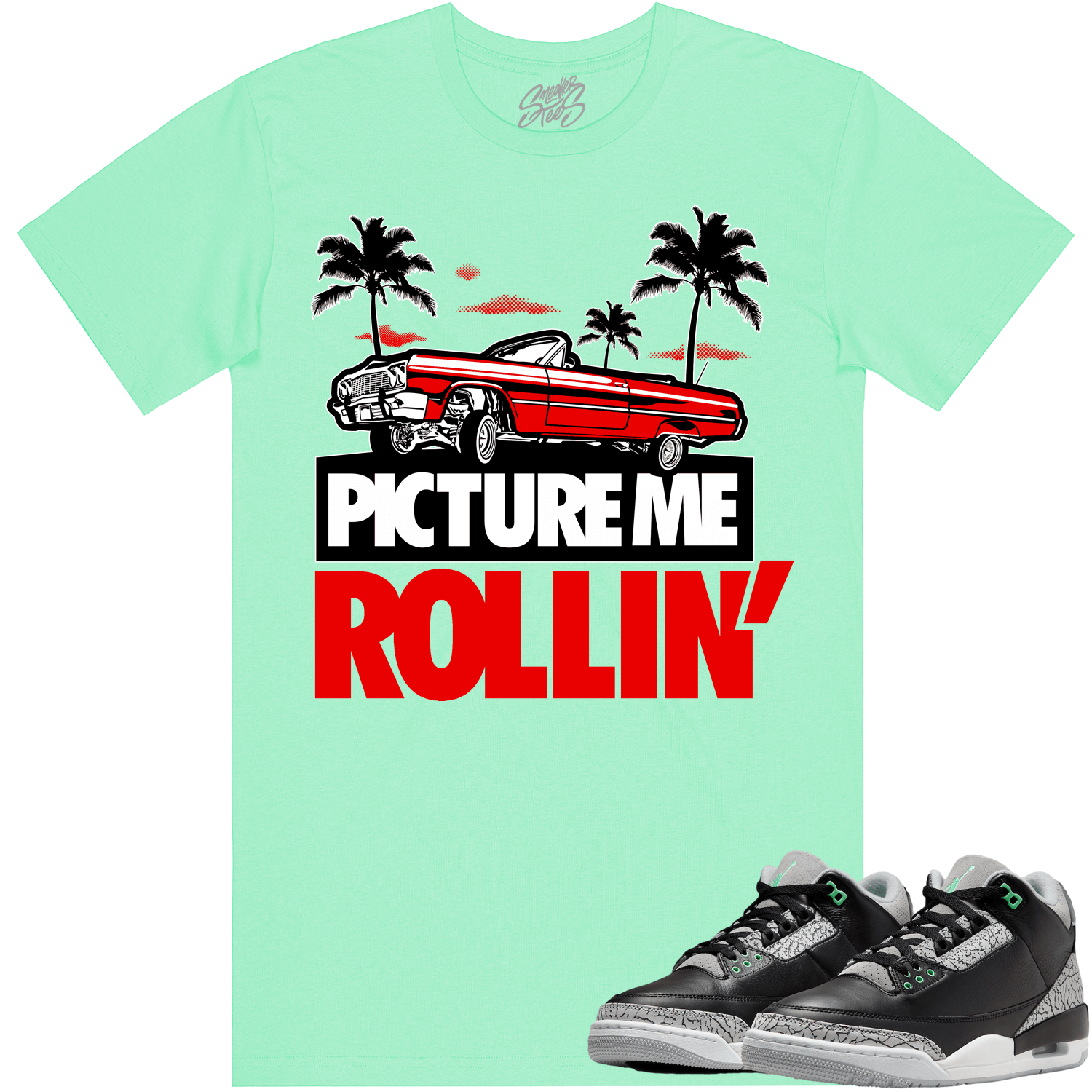 Jordan 3 Green Glow 3s Shirt to Match - RED PMR