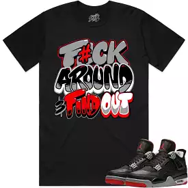 Jordan 4 Bred Reimagined 4s Shirt to Match - RED F#CK