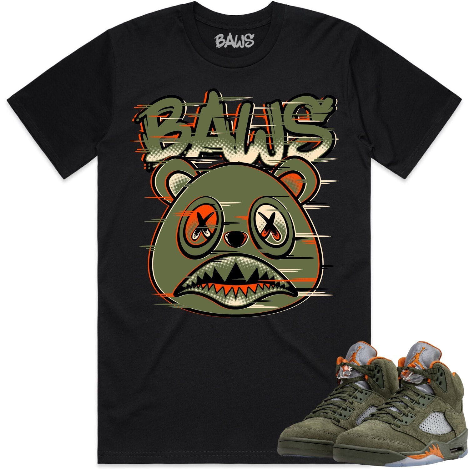 Jordan 5 Olive 5s Shirt to Match - CELADON GLITCH BAWS BEAR