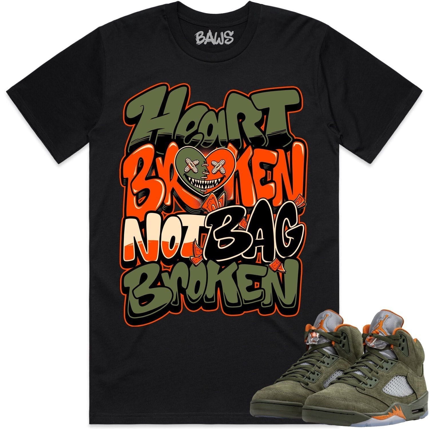 Jordan 5 Olive 5s Shirt to Match - CELADON HEART BROKEN BAWS