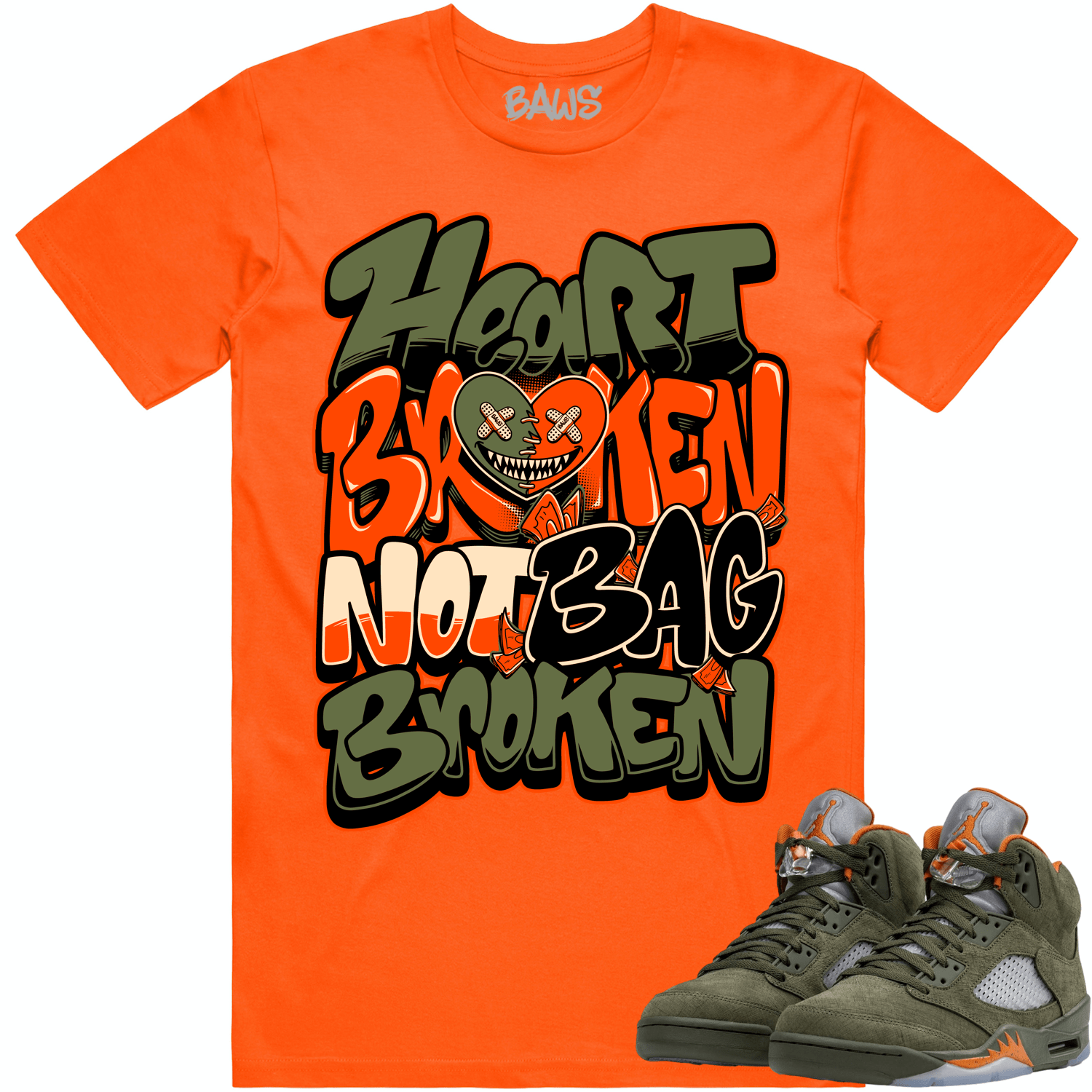 Jordan 5 Olive 5s Shirt to Match - CELADON HEART BROKEN BAWS