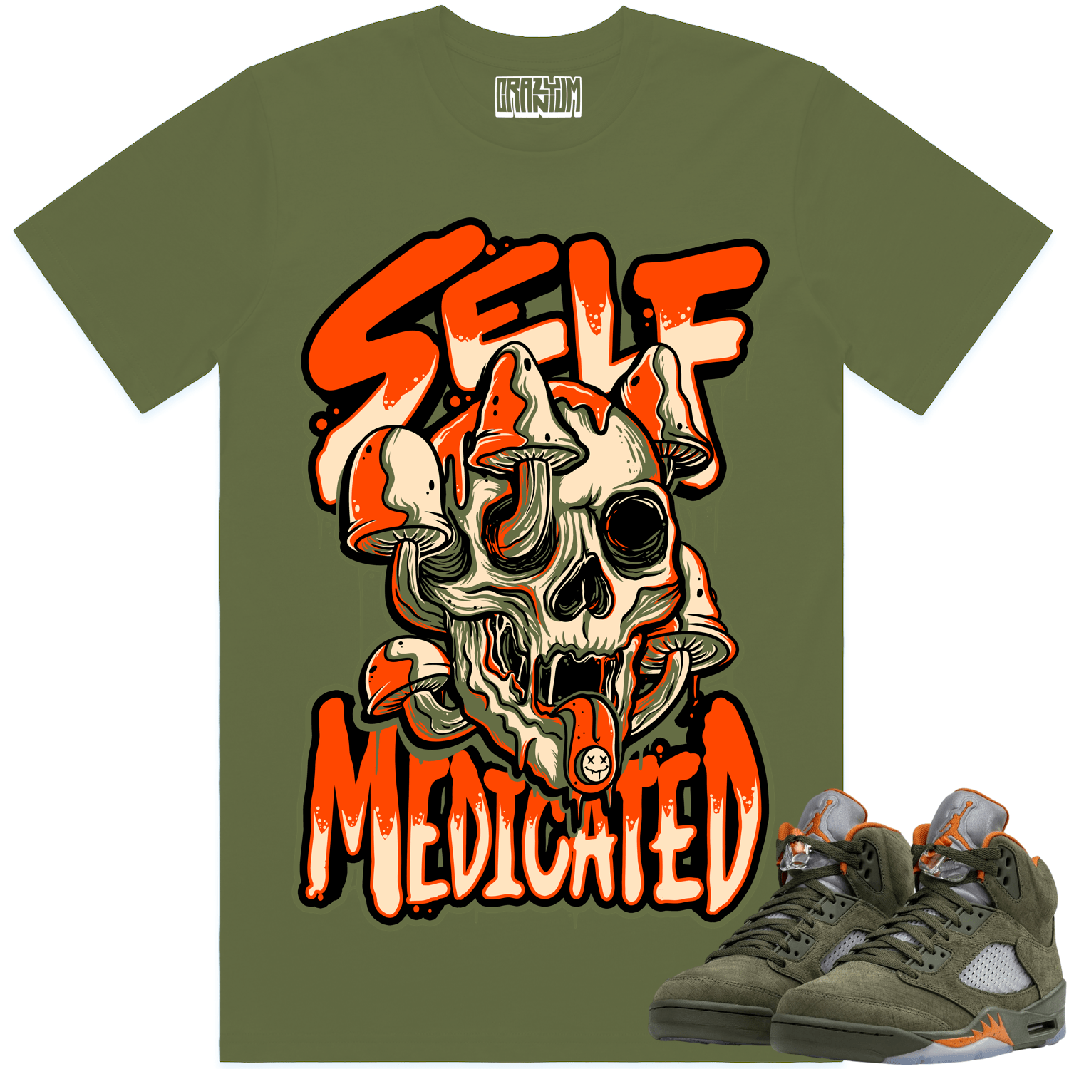 Jordan 5 Olive 5s Shirt to Match - CELADON SELF MEDICATED