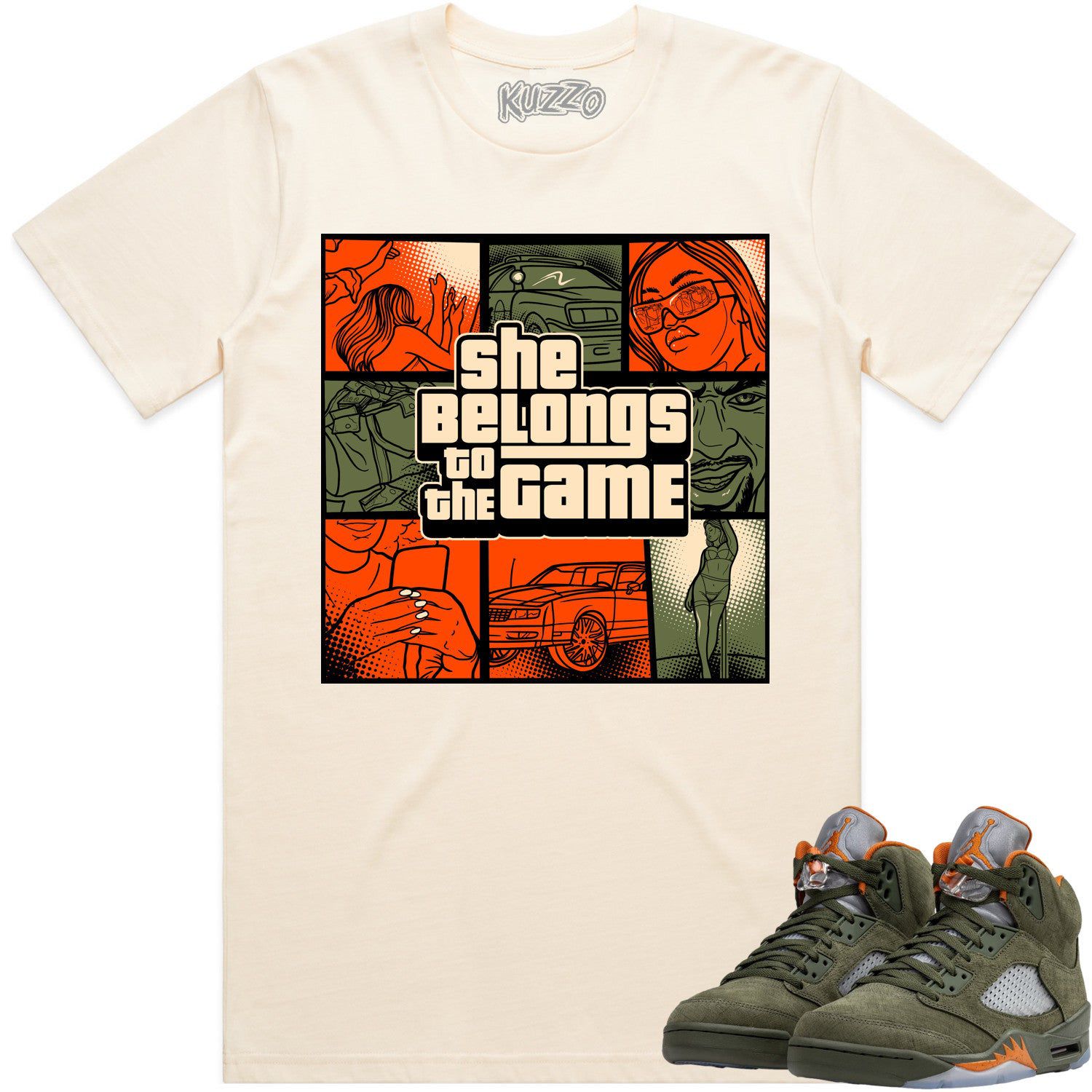 Jordan Retro 5 Olive 5s Shirt to Match - CELADON BELONGS TO THE GAME