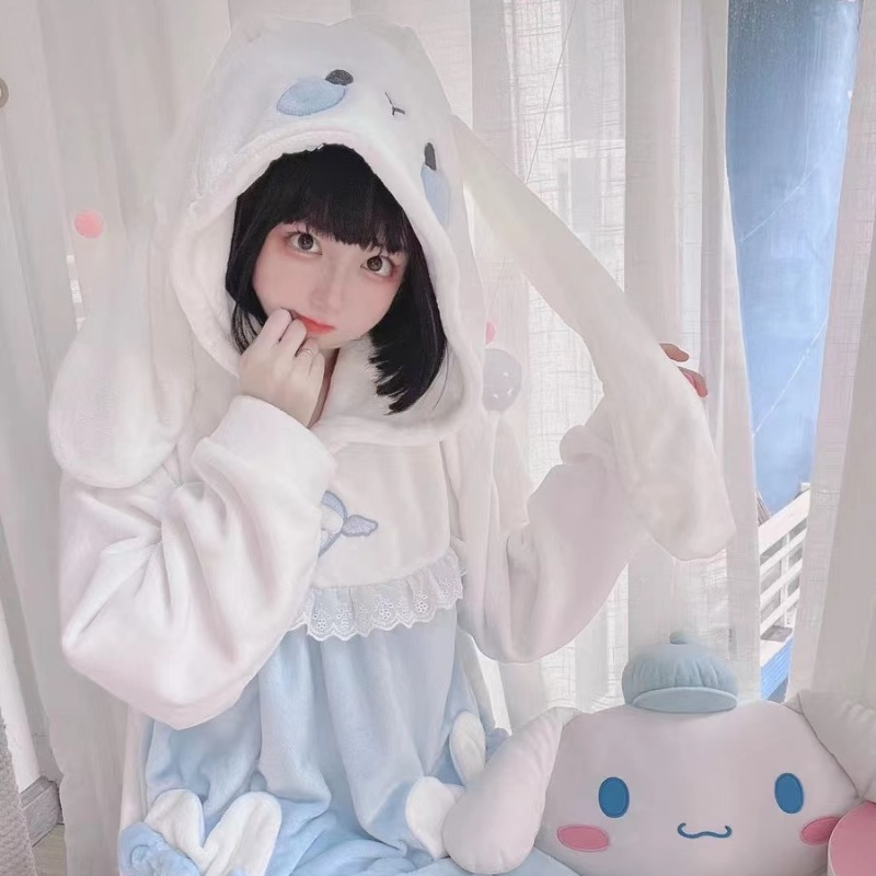 Kawaii White Blue Bunny Pajamas Homewear MK19206