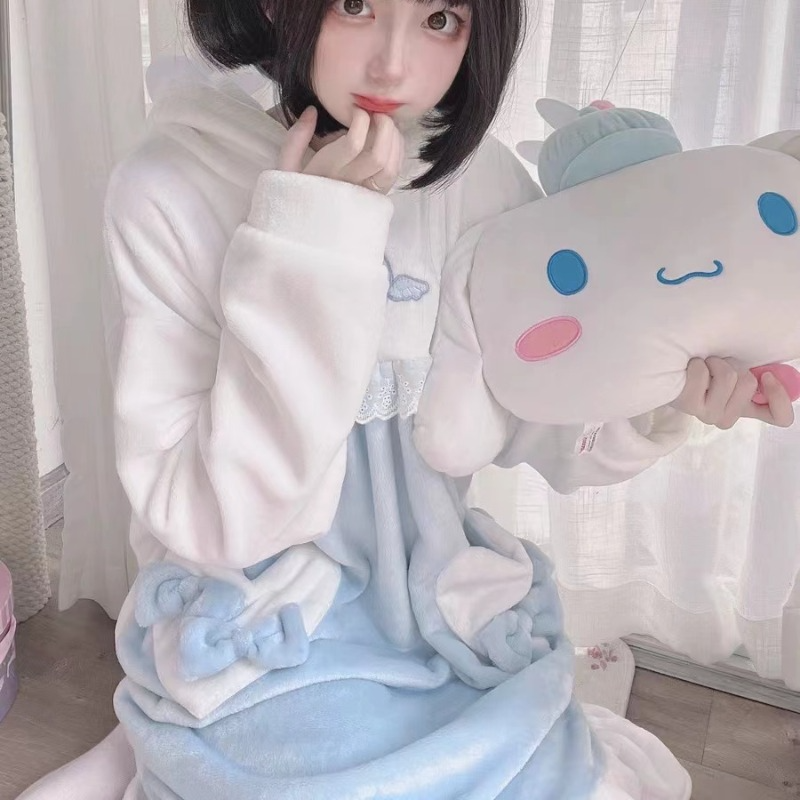 Kawaii White Blue Bunny Pajamas Homewear MK19206