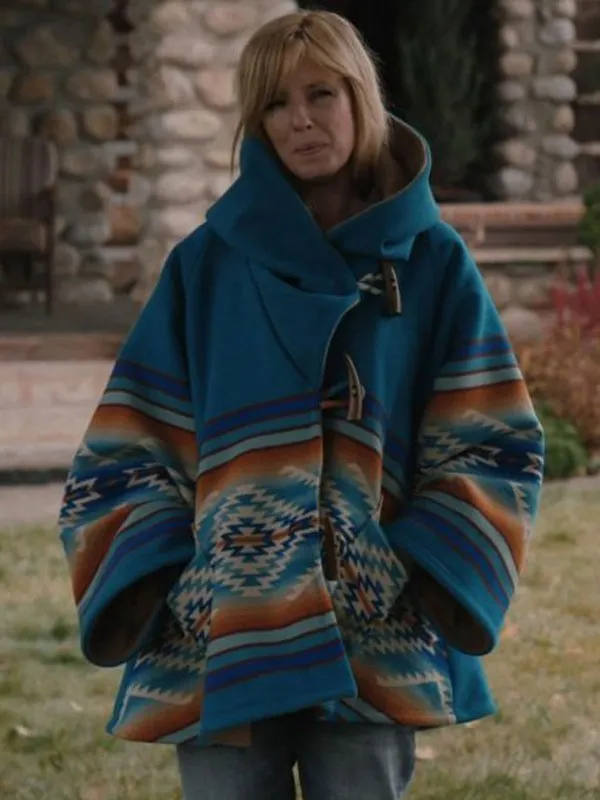 Kelly Reilly Yellowstone Blue Hooded Coat