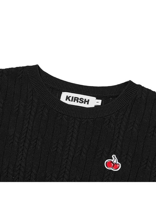 KIRSH  |[ KIRSH ]★SMALL CHERRY CABLE CROP SHORT SLEEVE KNIT