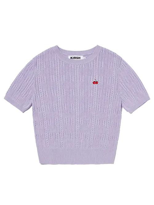 KIRSH  |[ KIRSH ]★SMALL CHERRY CABLE CROP SHORT SLEEVE KNIT