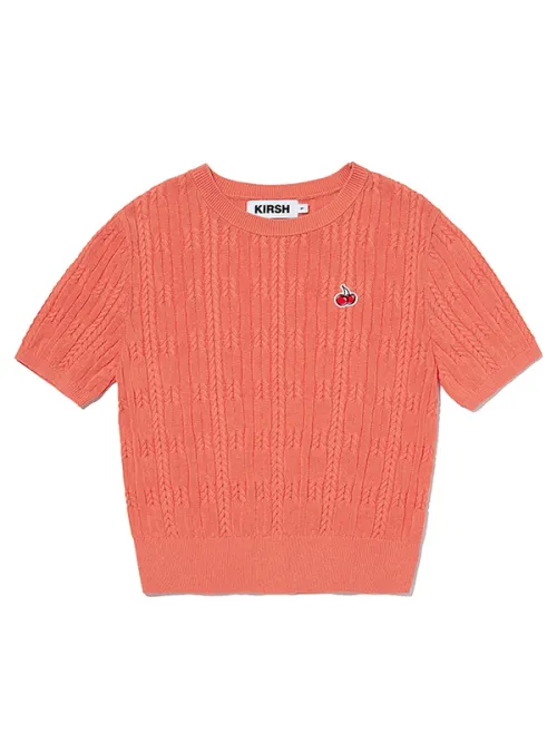 KIRSH  |[ KIRSH ]★SMALL CHERRY CABLE CROP SHORT SLEEVE KNIT