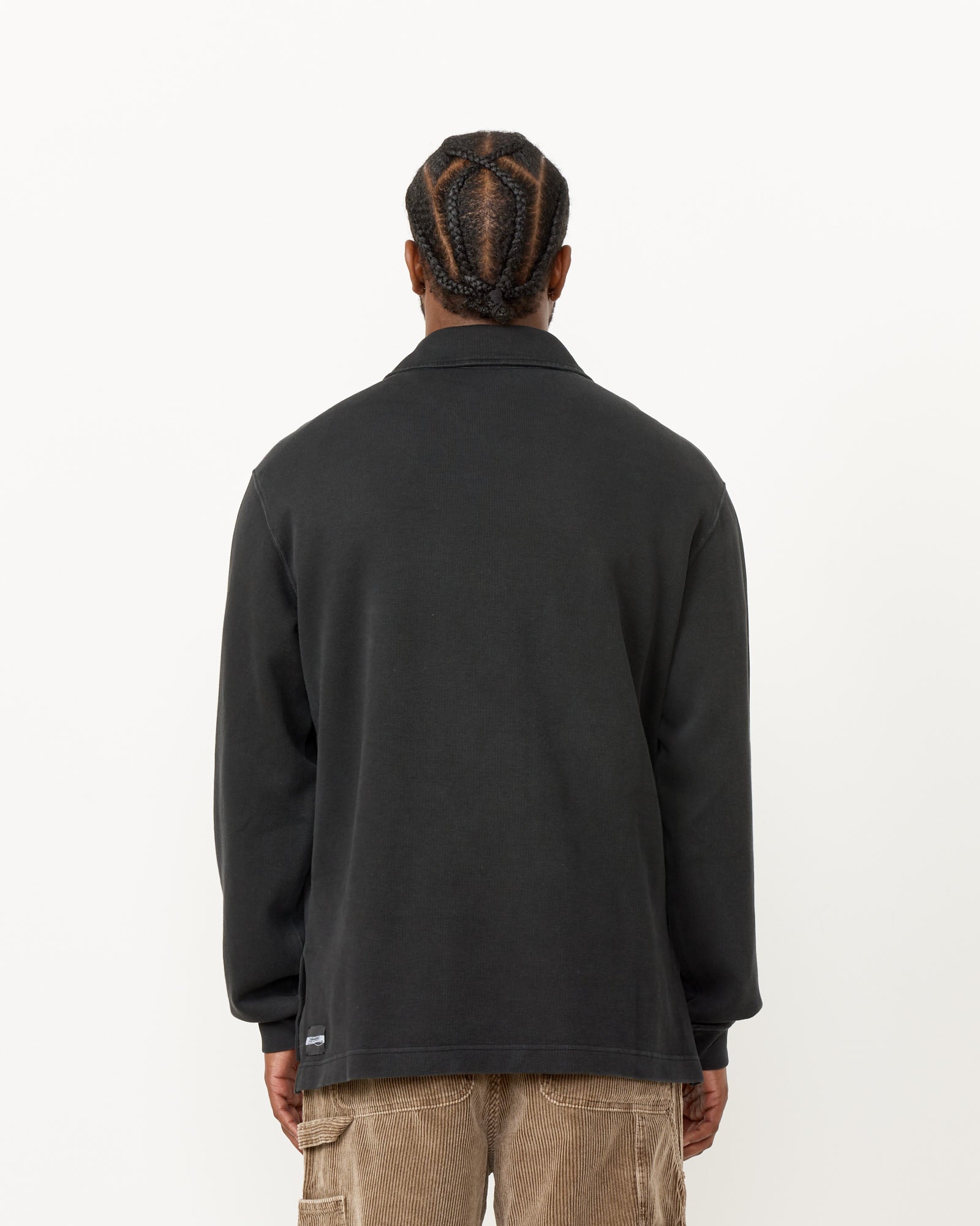 Lad Sweatshirt in Worn Black Athletic rib