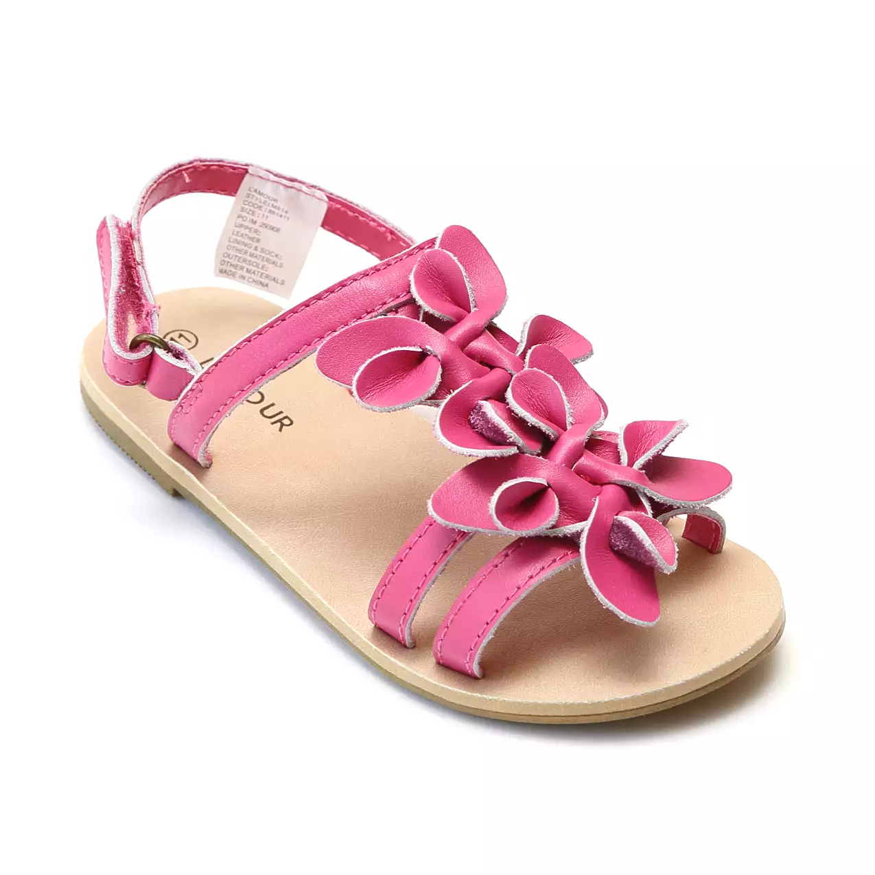 L'Amour Girls Flower Blossom Triple Strap Sandal