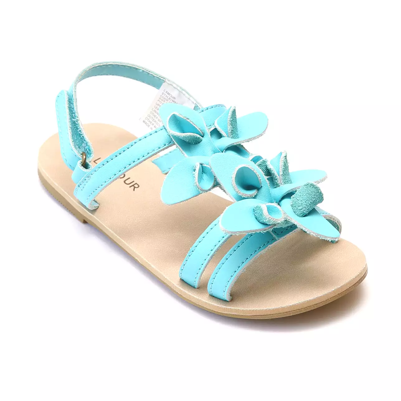 L'Amour Girls Flower Blossom Triple Strap Sandal