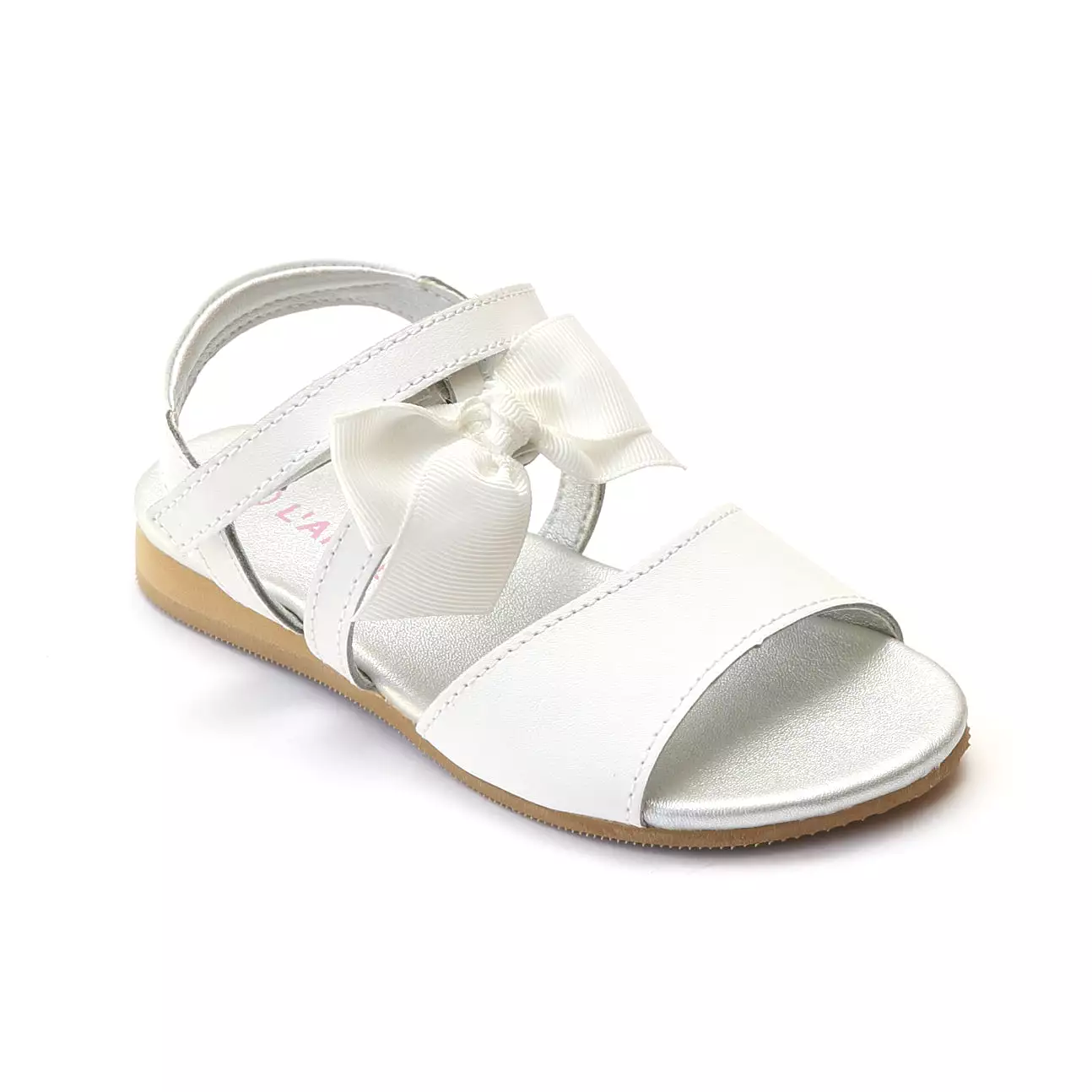 L'Amour Girls Grosgrain Bow Leather Sandals