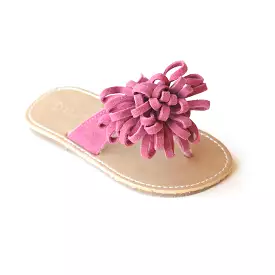 L'Amour Girls Leather Pom Pom Thong Sandal