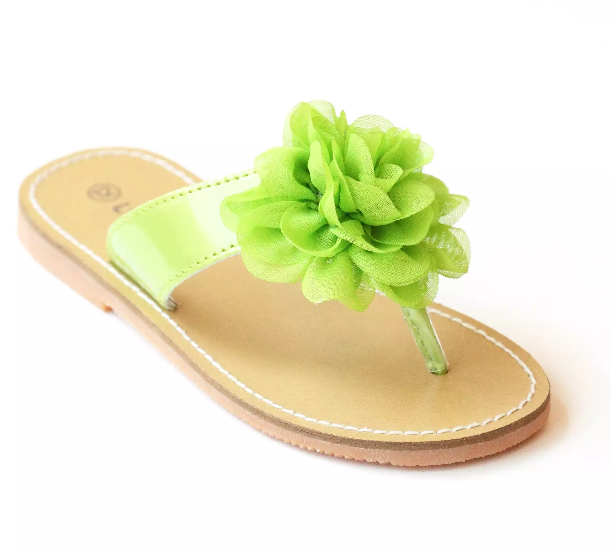 L'Amour Girls Organza Carnation Flower Thong Sandals