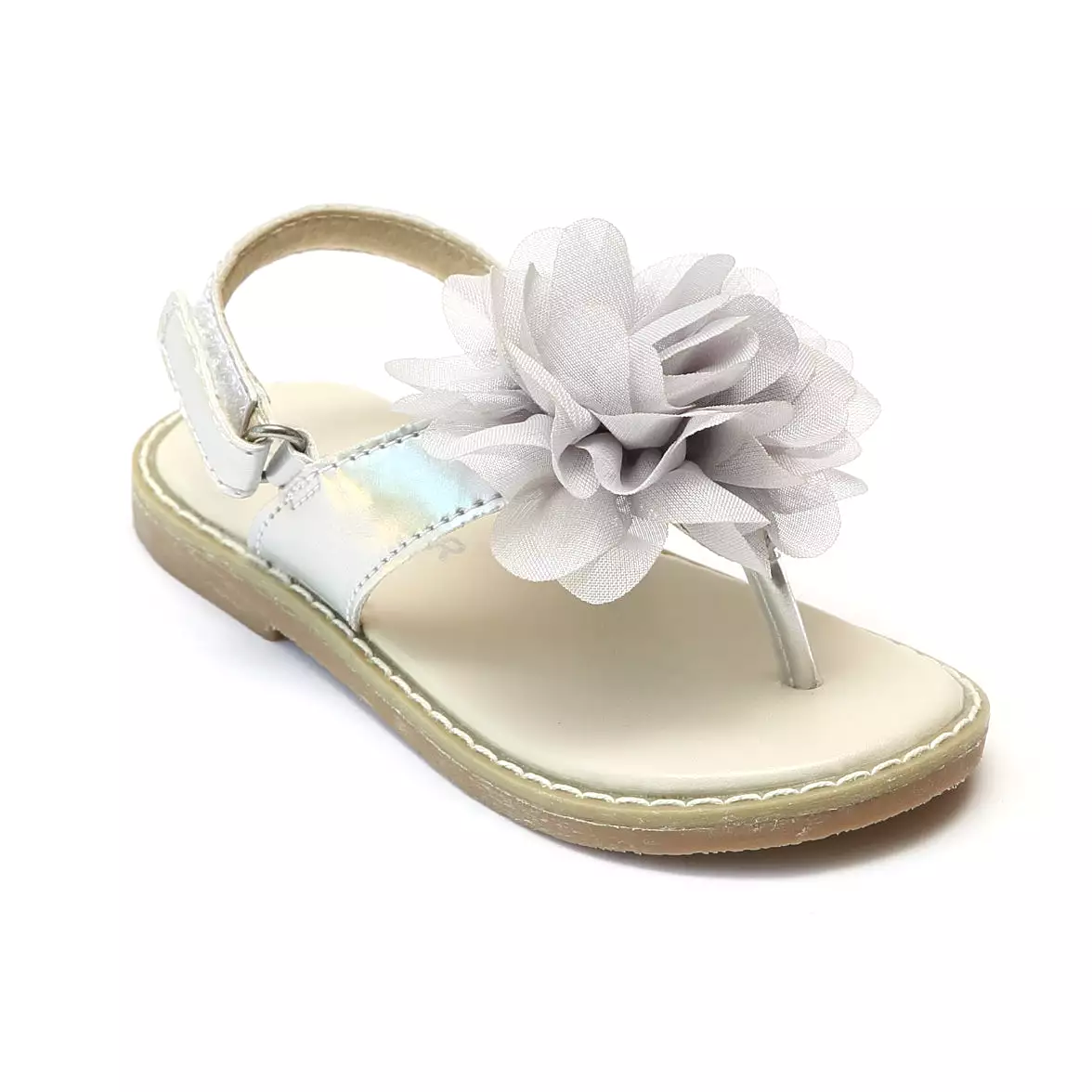 L'Amour Girls Organza Flower Thong Sandals