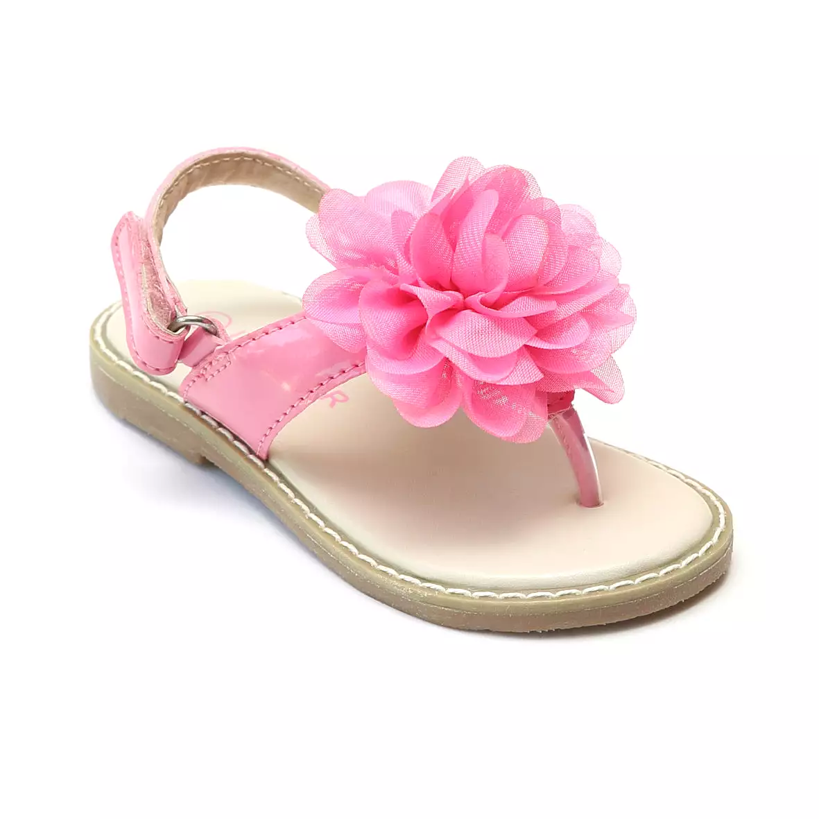 L'Amour Girls Organza Flower Thong Sandals