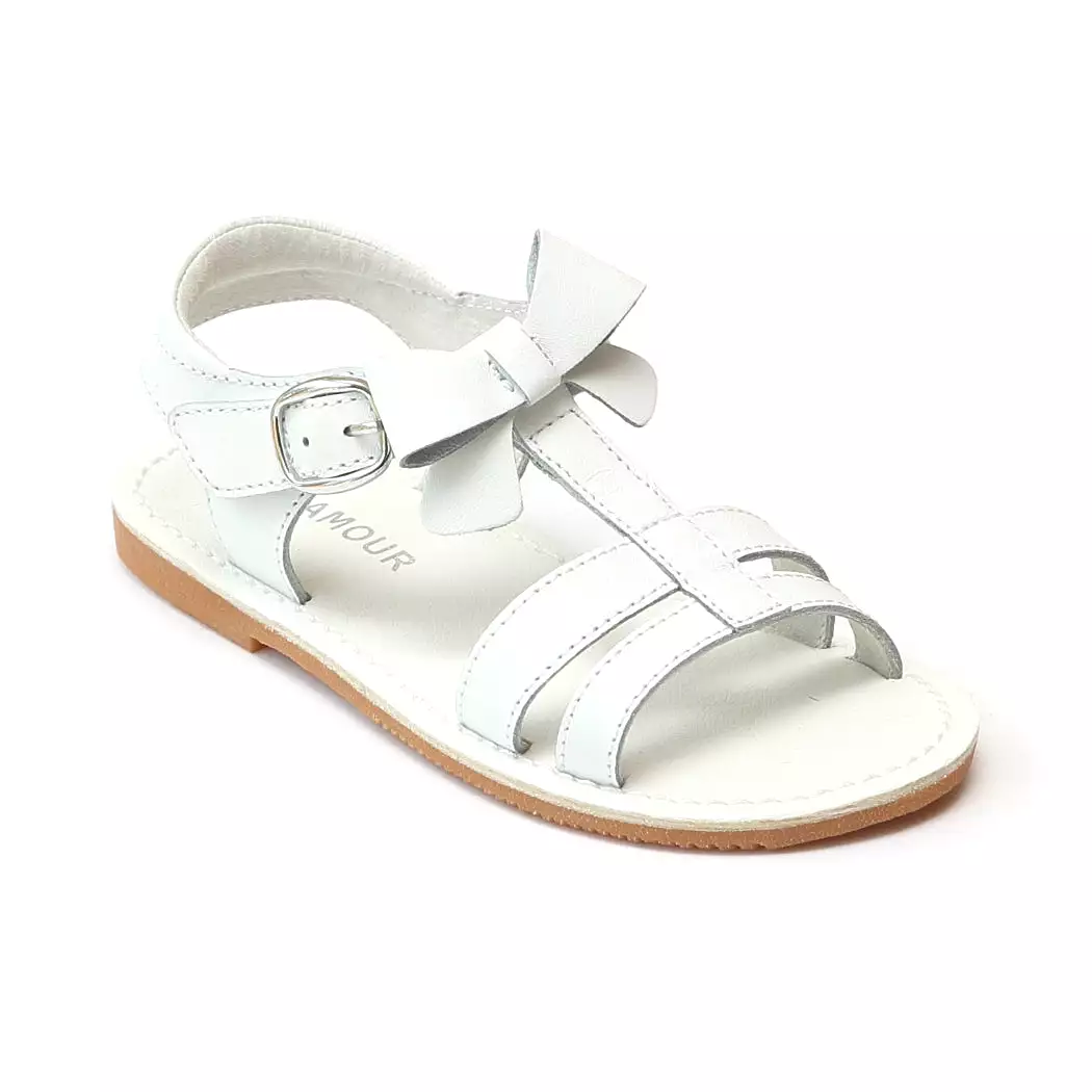 L'Amour Girls T-Strap Bow Sandals