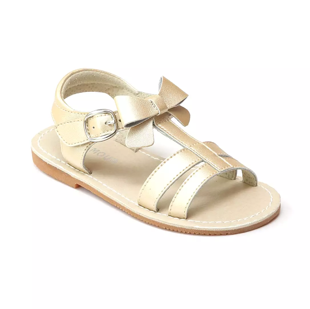 L'Amour Girls T-Strap Bow Sandals