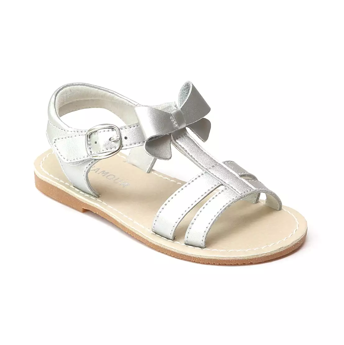 L'Amour Girls T-Strap Bow Sandals