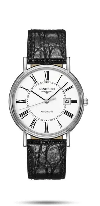 LONGINES Presénce Men’s 38.5mm Leather Watch – Black 