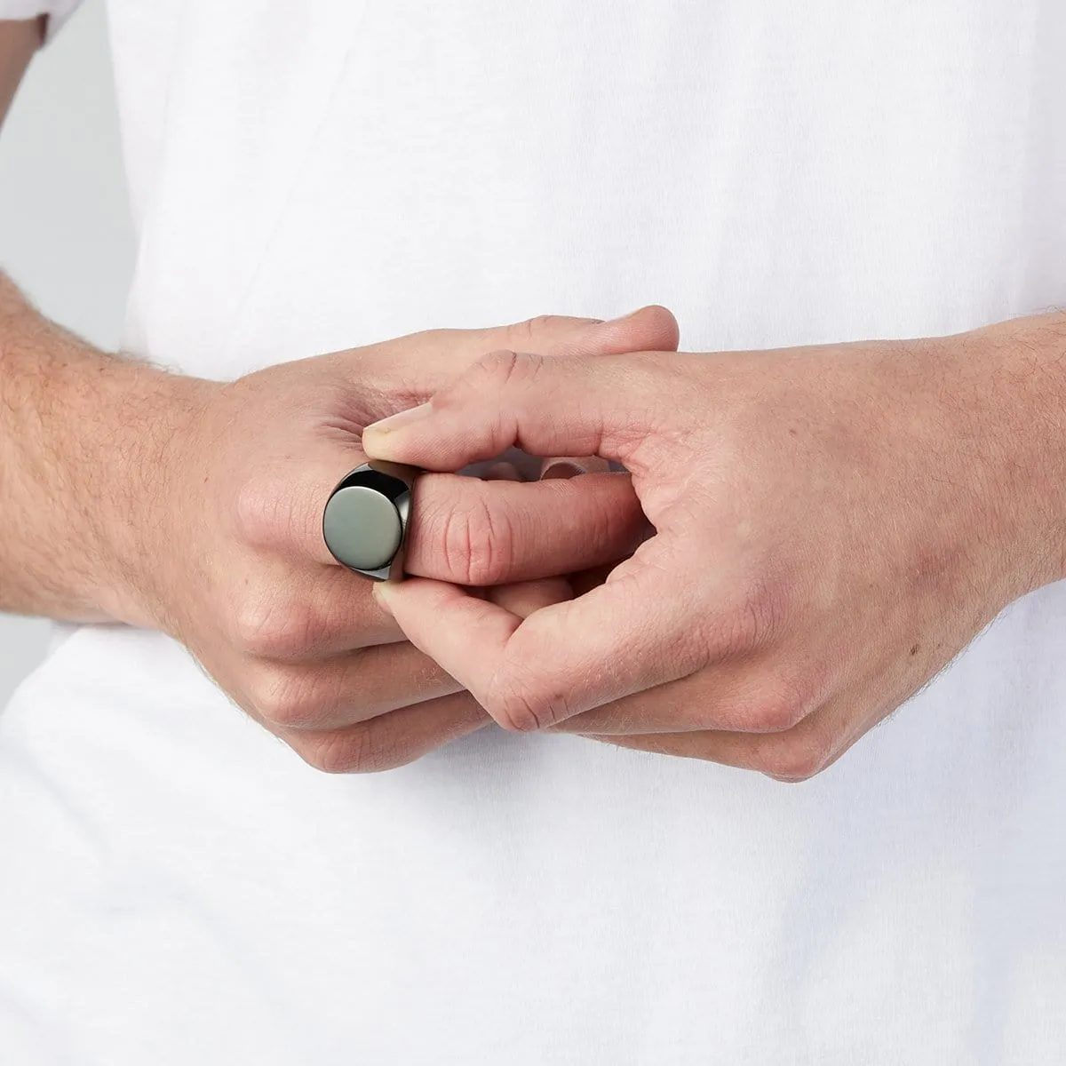 Men’s Black Oval Signet Ring