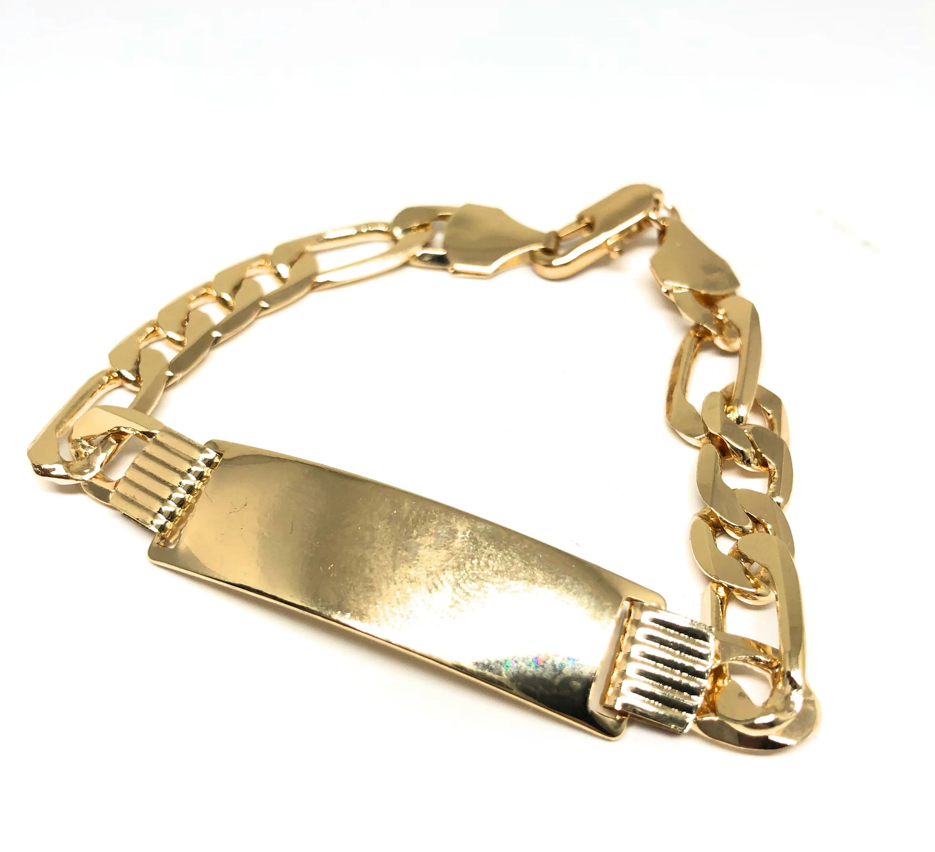 Men’s Gold Plated ID Bracelet 8.5” 8mm Width Esclava