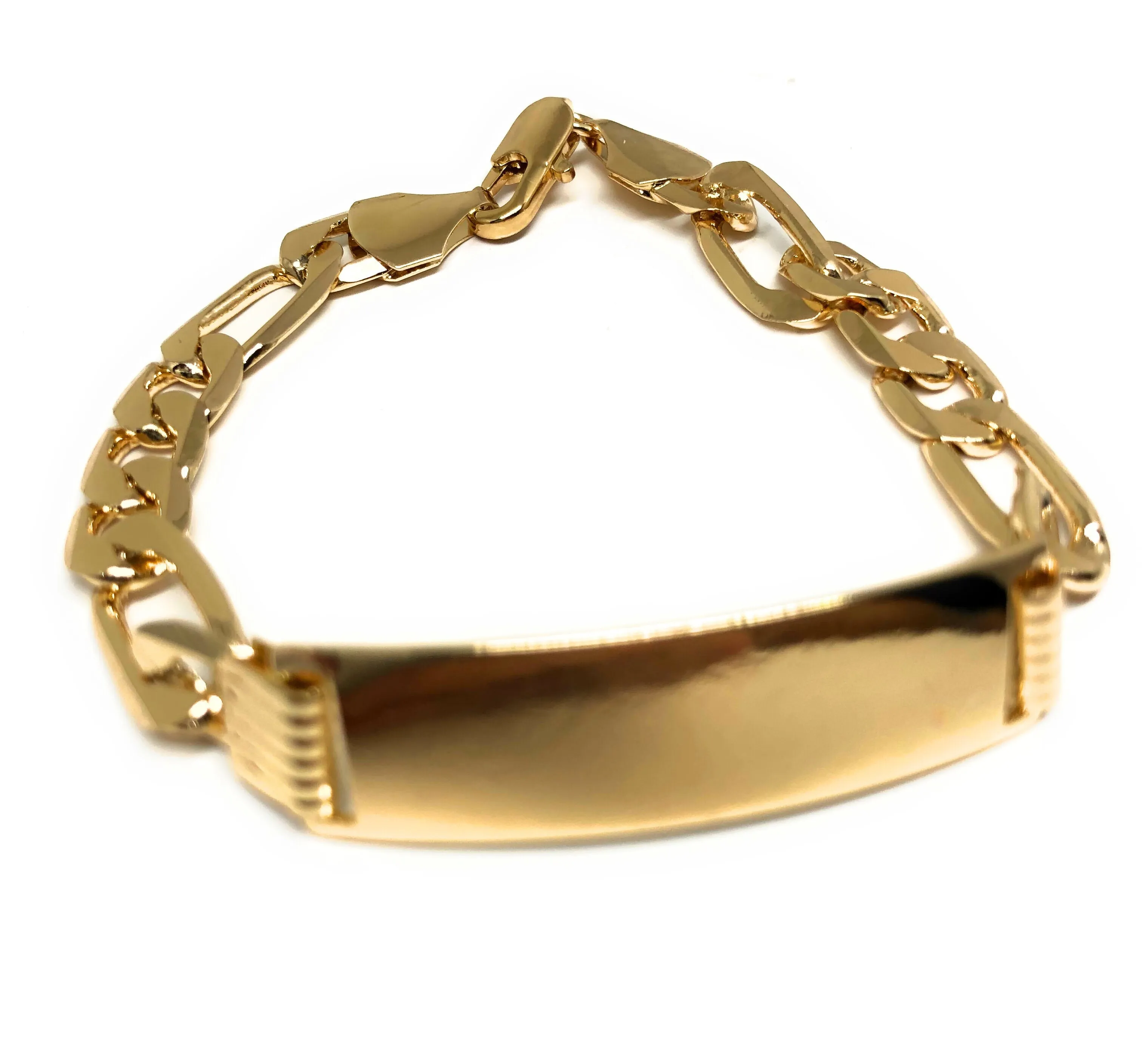 Men’s Gold Plated ID Bracelet 8.5” 8mm Width Esclava