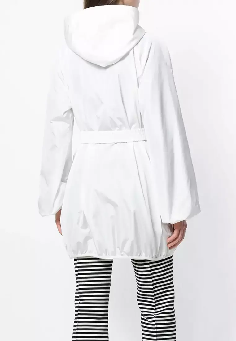 Moncler Moncler Belted Nylon Hooded Coat in White