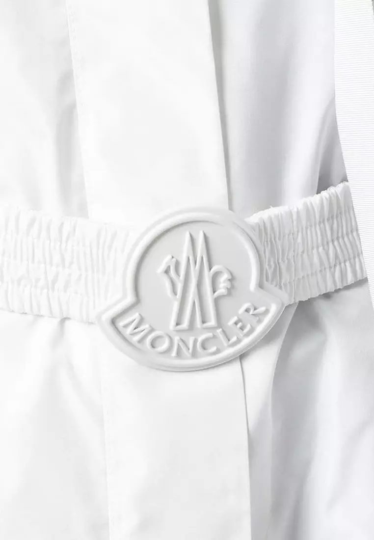 Moncler Moncler Belted Nylon Hooded Coat in White