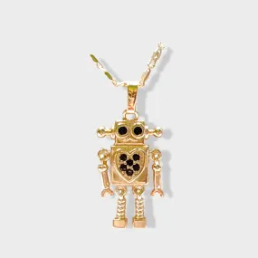 Movable robot necklace gold - filled necklace