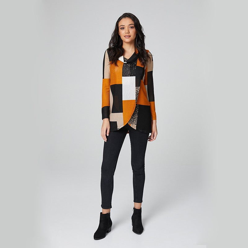 Mustard, Black & Cream Long Sleeve Thin Knit