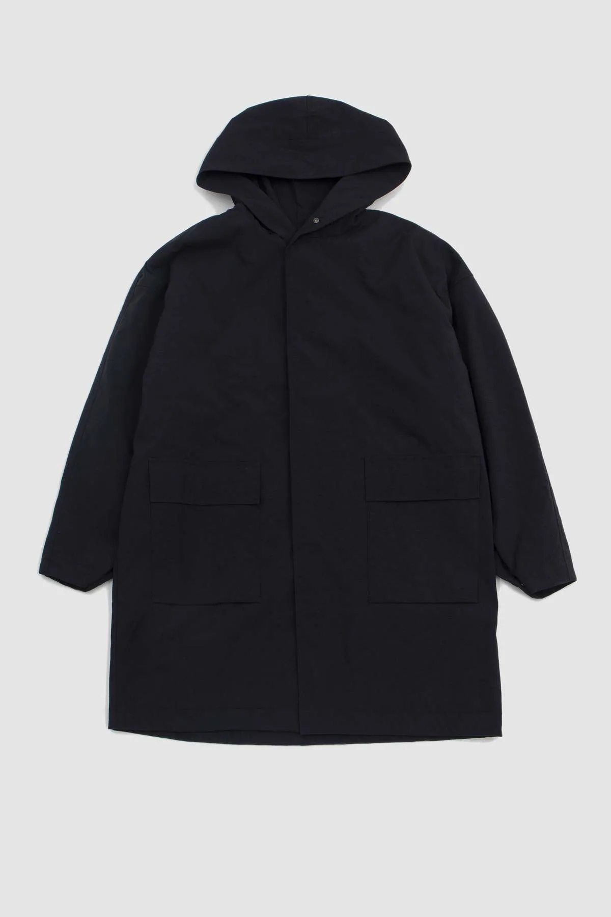 Nylon Ox Hooded Coat - Black