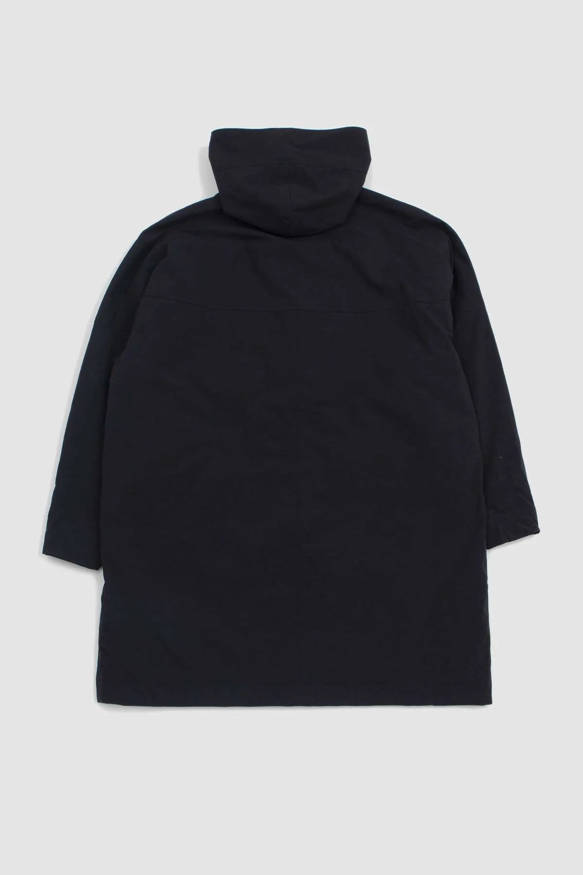 Nylon Ox Hooded Coat - Black