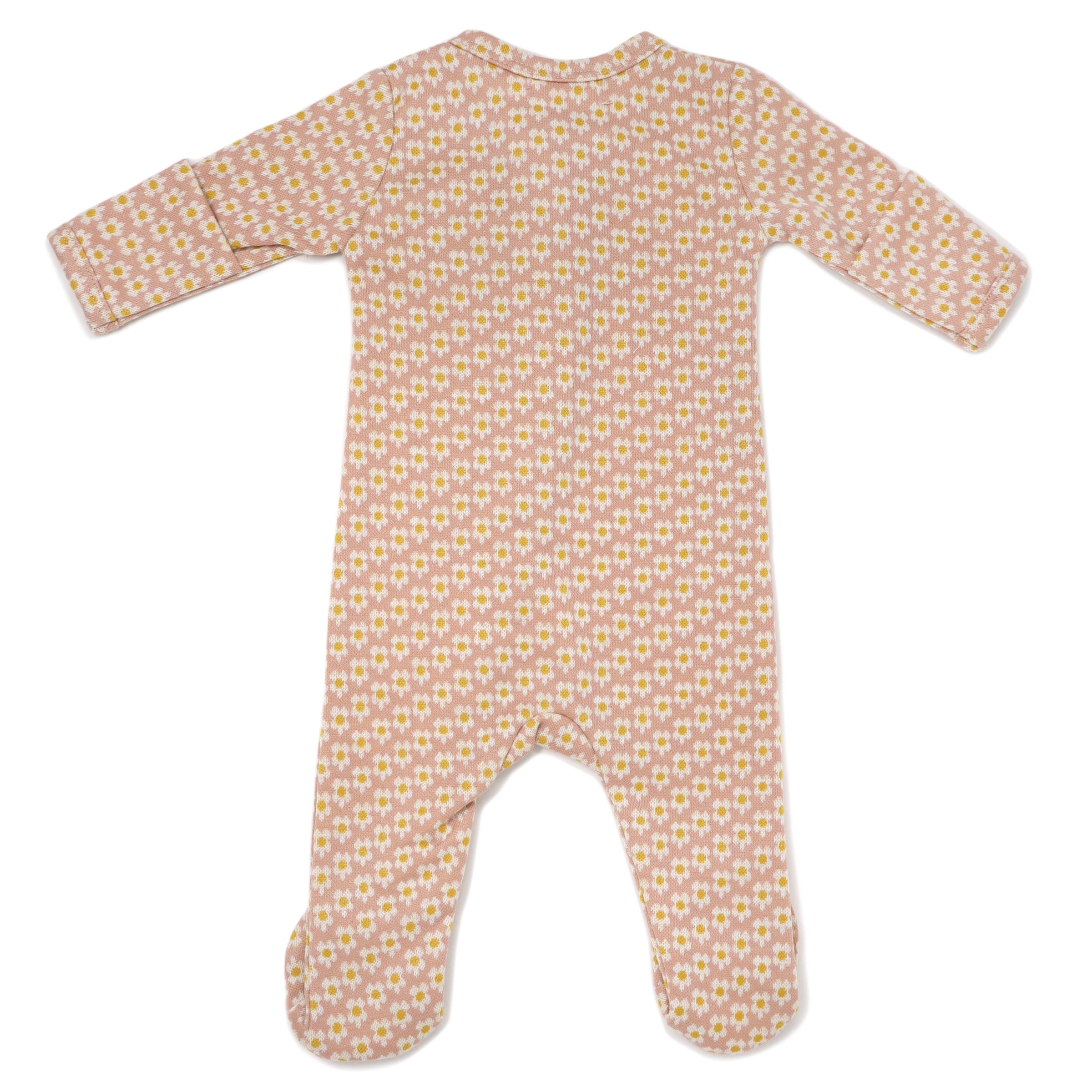 oh baby! Mini Daisy Double Knit Zipper Footie - Blush