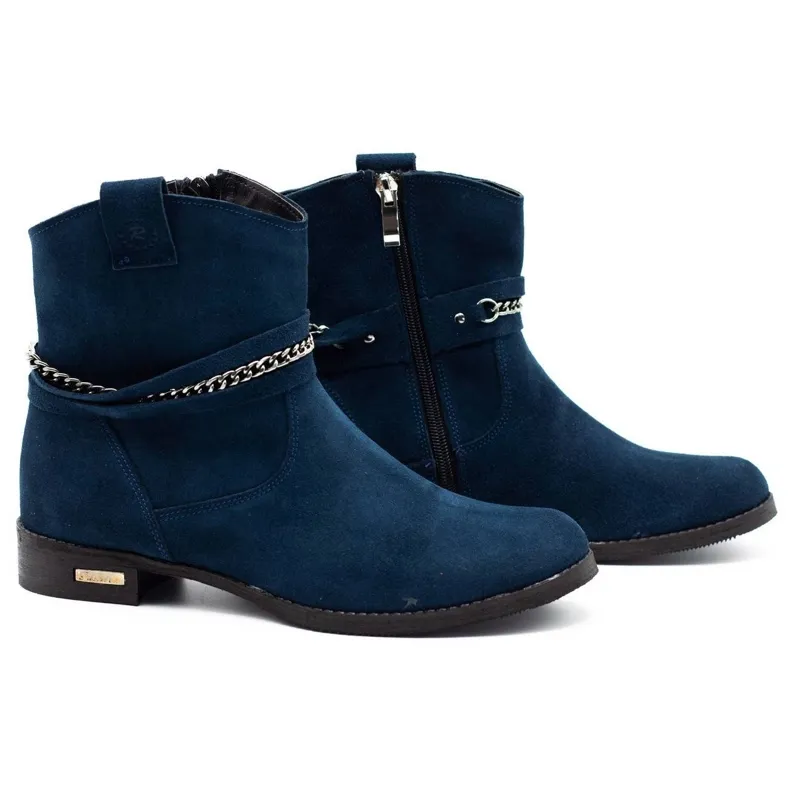 Olivier Women's insulated boots with a chain Luna navy blue