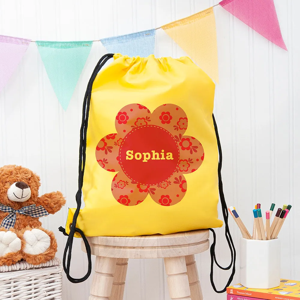 Personalised Yellow Flower Waterproof Swim Bag