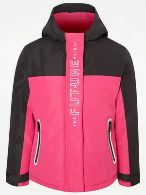 Pink Colour Block Waterproof Hooded Coat | Kids | George at ASDA