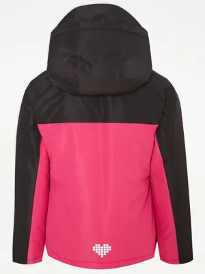 Pink Colour Block Waterproof Hooded Coat | Kids | George at ASDA